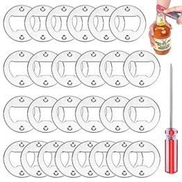 Hysagtek Edelstahl Flaschenöffner, 26 Stück Bieröffner Einsätze Rund DIY Einsatz Hardware Kit mit Schrauben und Schraubendreher für Küche Bar Restaurant Flaschenöffner Harzformen DIY Basteln (Silber) - 1